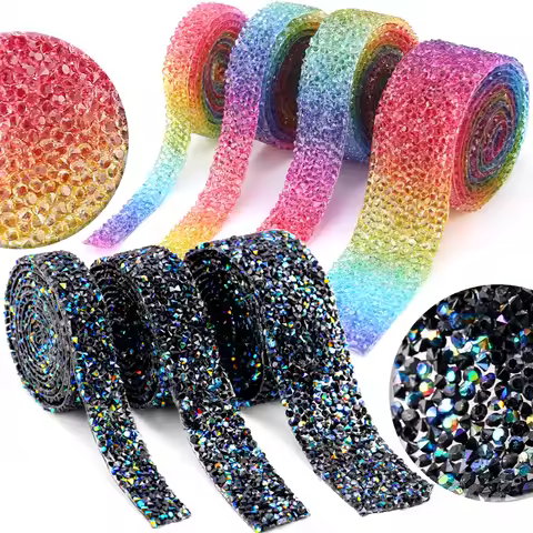 Multi-color Rhinestones Trimming for Clothing Decorations Glitter Crystal Ribbon Strass Trims Appliq