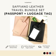 THEIMPRINT Personalised Leather Passport Cover &amp; Luggage Tag Bundle Set - Monogram with initial/name