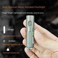 HoutTon Titanium Alloy EDC Mini Flashlight 120LM 3 Light 7 Modes Type-C Rechargeable, 26g Ultra Ligh