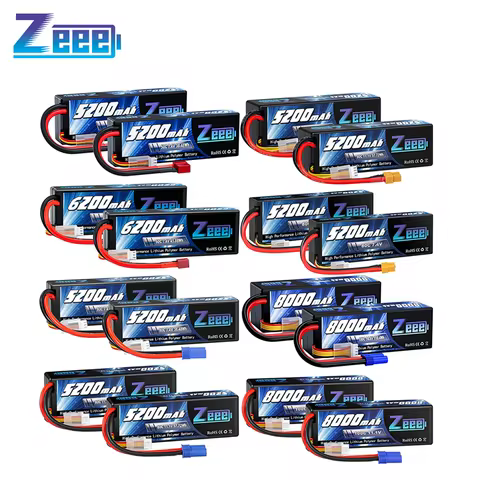 Zeee Lipo Battery 2S 3S 4S with T EC3 EC5 Connector Hardcase for RC Car Tank Boats Helicopter FPV Dr