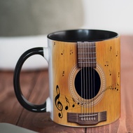 , , Guitar Pattern Ceramic Mug, Conservatory Student Birthday Drinking Mug, Musician Coffee Mug