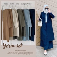 Yerin Set Rok + Atasan 2in1 Bahan Katun Linen LD 110cm Dress Terbaru 2022 Gamis Kondangan Set Rok