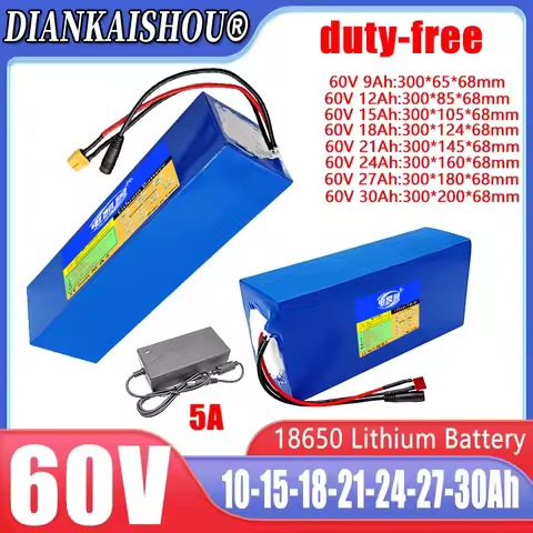 18650 60V 24Ah 9Ah 12Ah 15Ah 18Ah 21Ah 27Ah 30Ah Lithium battery pack 16S10P 2500W High power With B
