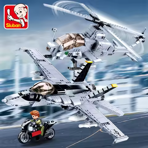 Sluban AH-1Z VIPER Aircraft Plane Helicopter Gunship Building Blocks War Weapon Bricks Brinquedos Bo