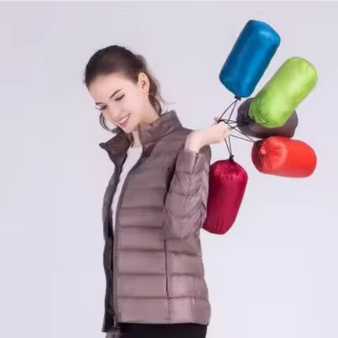 Plus Size 5XL 6XL 7XL Women's Vertical Collar Down Jacket 2024 New Women's Ultra Light Portable Warm