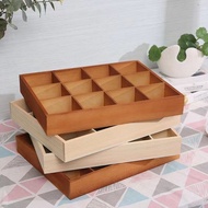 Wooden Grid Multi-Grid Storage Box Desktop Multi-Grid Wooden Box Square Grid Storage Box Drawer Nut 
