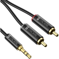 Syncwire RCA to 3.5mm Cable 1.8m, 3.5mm to 2-Male RCA Phono Y Splitter Cable for DJ Controller, Surround Sound