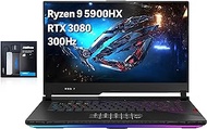 ASUS ROG Strix Scar 15 15.6" 300Hz IPS Type FHD Gaming Laptop, AMD Ryzen 9 5900HX Processor, 32GB DDR4 RAM, 2TB PCIe SSD, Backlit Keyboard, GeForce RTX 3080, Win 10 Pro, Gray, 32GB USB Card