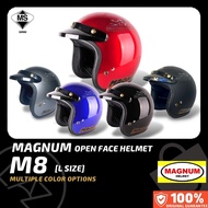 New TOPI KELEDAR MOTOSIKAL MAGNUM HELMET MOTOR MAGNUM M8 3 BUTTON OPEN FACE MOTORCYCLE HELMET MAGNUM ORIGINAL