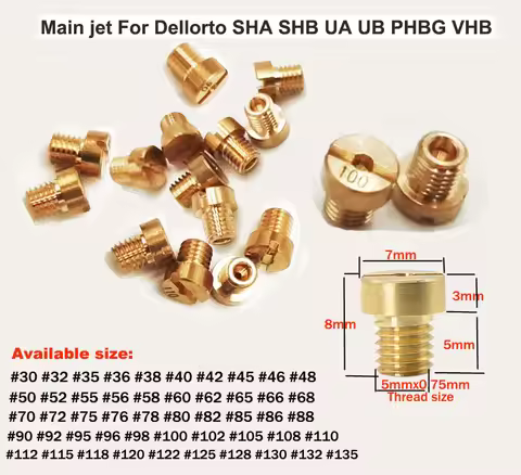 Carburetor Main Jet M5*0.75mm For Dellorto SHA SHB UA UB PHBG VHB-CS VHBT-CS #30-135 PHBG Carb Jet K