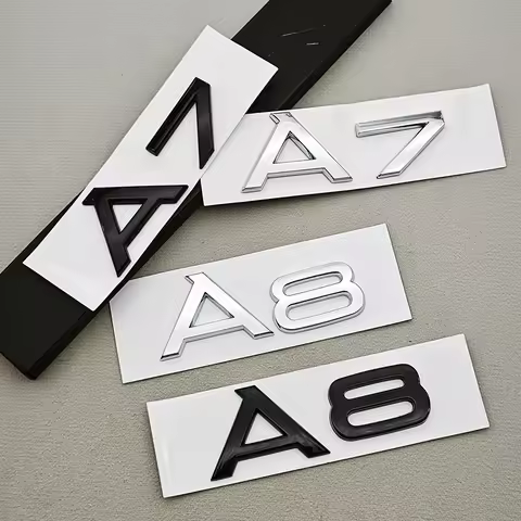 3D ABS Chrome Black Logo A7 A8 Emblem Car Rear Trunk Badge Sticker Decals For Audi A7 A8 4G 4K D4 D5