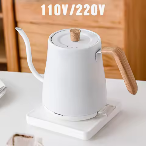 Electric Gooseneck Kettle 0.8L Hand Brew Coffee Pot Electric Water Heater Teapot Portable 304 Stainl