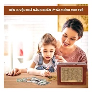 Multi-colored wooden savings box with 100-day goal board for personal financial monitoring Happy Bir