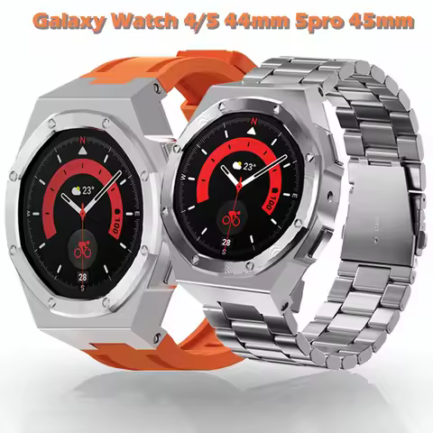 Mod Kits Case For Samsung galaxy watch 5 44mm 5pro 45mm Stainless Steel Strap Metal Cover Frame Gala