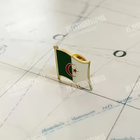 Algeria National Flag Crystal Epoxy Metal Enamel Badge Brooch Collection Souvenir Gifts Lapel Pins A