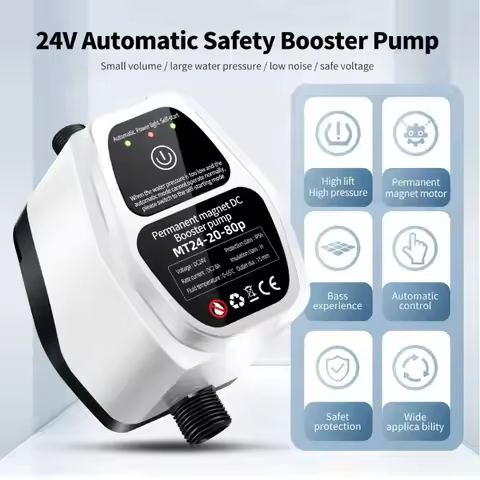 24V Mini Automatic Water Booster Pump Low Noise High Pressure for Home Shower Solar Heater