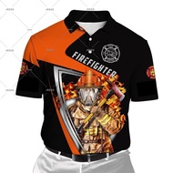 Plstarcosmos 3D firefighter sleeveless polo shirt, suitable for fitness of all genders -1/
