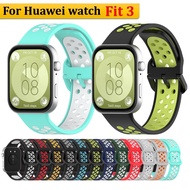 Double Color Silicone Huawei Watch Fit 3 Strap Smart Watch Colorful Replacement Huawei fit 3 Strap Soft Sport Bracelet Wristband for Huawei Watch Fit3 Smartwatch Strap