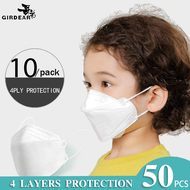 50PCS KF94 for Kids Face Mask 4 ply Protection Korean Version KN95 Mask Washable N95 Black Mask Reus
