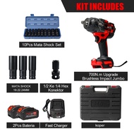 JLD Impact Wrench Torsi Besar 700NM Cordless Impact Baterai 88Vf Impek jld 2batre Impact Fullset