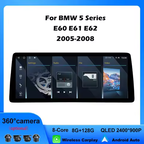 DSP Stereo Android 14 4G WIFI QLED 2400*900P For BMW 5 Series E60 E61 E62 2005-2008 CCC CIC System 1