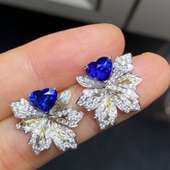 超美心形藍寶石耳釘2.33克拉