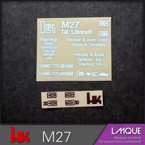 HK M27 IAR Metal Sticker DIY Decoration MK18 New Weill G36 Jinming M4 Gel Ball Water Gun HK416 LeHui
