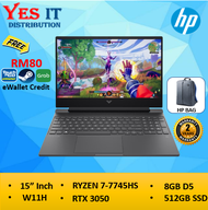 HP Victus 15.6 inch Gaming Laptop 15-fb3080AX 15-FB3081AX /AMD RYZEN 7-7445HS/RAM 8GB D5/SSD 512GB/R