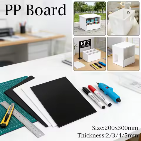 1pc 200x300mm PP Plastic Plate, 2/3/4/5mm Thick Black/White Polypropylene Sheet, Acid-Resistant for 