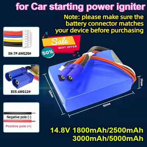 14.8V 1800/2500/3000/5000mAh Battery for Car Jump Starter Jumper Igniter Li-Polymer Dynamic Model Re