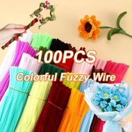 Fuzzy Wire 100Pcs Color Chenille Twist Wire For DIY Kids Toy Fluffy Sticks Fuzzy Stems Twist