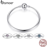 BAMOER 925 Silver Bracelet with clasp Basic Chain Bangle Fashion Jewelry Gifts For Women and Men