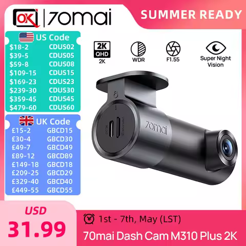 70mai Dash Cam M310 Plus 2K 24H Parking Mode Super Night Vision Support Buffered Emergency Recording