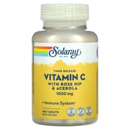 วิตามินซี 100เม็ด Solaray Timed Release Vitamin C With Rose Hip &amp; Acerola 1000 mg 100 Tablets