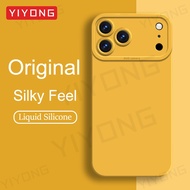 For iPhone17 Pro Max Case YIYONG Square Liquid Silicone Soft Cover For iPhone 17 16 16e 15 Pro Max P