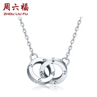 ZHOU LIU FU 周六福 สร้อยคอทองคำขาว PT950 สร้อยคอสตรี 40+5cm B068411