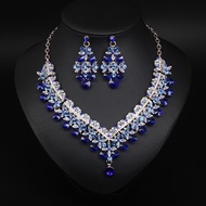 Crystal Necklace Earrings Jewelry Sets for Brides Gift for Women Wedding Party Costume Jewellery