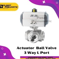 =DISKON= 2" Actuator Ball Valve 3 Way Type L Port Double Acting Size 2