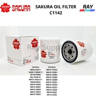 (3FOR $12) SAKURA OIL FILTER C1142 90915-20001 , TOYOTA Dyna 150 1KD-FTV KDY231R , TOYOTA Hiace KDH2