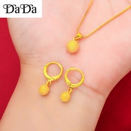 [2 in 1 set] emas 916 original malaysia necklace earrings set ladies transfer beads ball earrings we