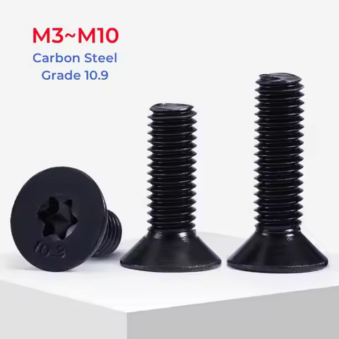 Grade 10.9 High Strength Black Carbon Steel Six-Lobe Torx Head Flat Countersunk Screw M3 M4 M5 M6 M8
