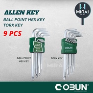 OBUN 9pcs Allen Key ( Ball Pint Hex Key , Torx Key )