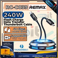 Remax Thunderbolt 4 Cable USB 40Gbps 240W Fast Charging Data Transfer USB C to USB C Cable 1meter Remax RC-C039
