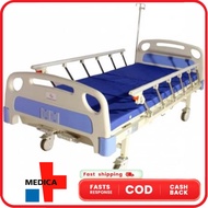 Hospital Bed Two Cranks Hospital Bed with IV Pole and Foam Mattress Complete Set