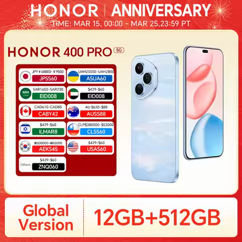 HONOR 400 Pro 5G Global Version 12GB+512GB Smartphone 200MP AI Main Camera 6.7'' AMOLED Screen 6000 