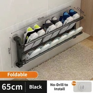 Shoe Rack Behind The Door Folding Bathroom Shoe Rack Wall-mounted Slipper Rack Non-Drill Anti-theft 