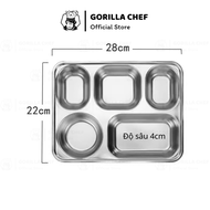 Khay cơm inox 3/4/5 ngăn sâu lòng GORILLA CHEF phong cách Hàn Quốc an toàn cho sức khỏe