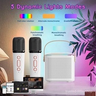 Y1 Wireless Dual Microphones Karaoke Machine KTV DSP System Bluetooth 5.3 PA Speaker HIFI Stereo Surround RGB Colorful LED Light