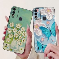 For Itel A48 Case New Fashion Butterfly Flower Soft Black Silicone TPU Protective Phone Cover For It
