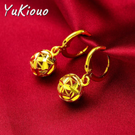 Yukiouo Jewelry 18k Gold Pawnable Saudi Gold Original Earrings for Women Japanese and Korean Personality Fashion Ball Shaped Hollow Earrings Non Tarnish Hypoallergenic Pawnable Jewelries Nasasangla Sale Legit